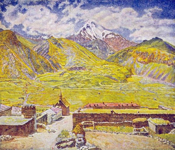 Georgia. The Kazbek Mountain And Village by Ilya Mashkov