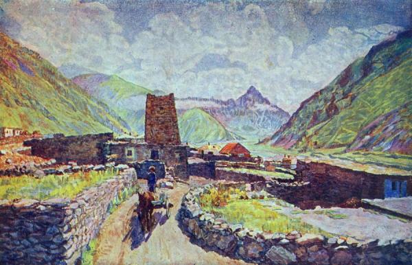 Georgia. View Of Mount Kabardzhino And Village by Ilya Mashkov