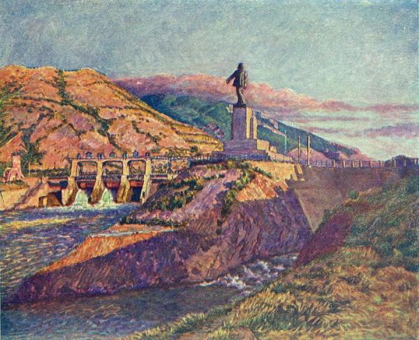 Ilya Mashkov Hydroelectric Power Plant And A Statue Of Lenin