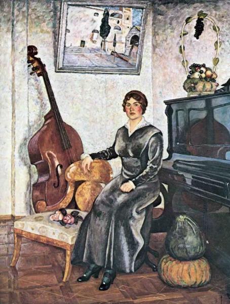 Lady With A Contrabass by Ilya Mashkov