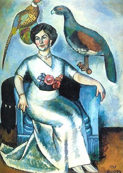 Portrait Of A Lady With Pheasants by Ilya Mashkov