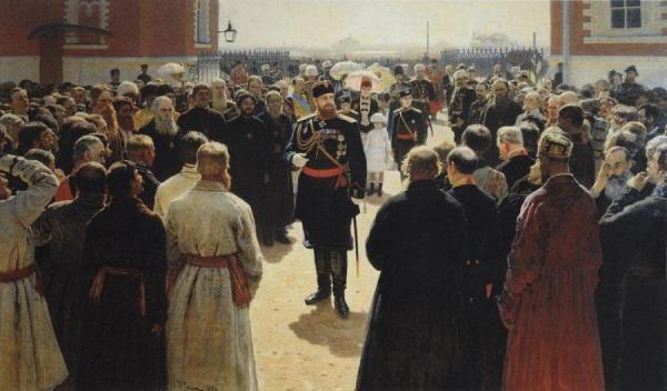 Aleksander Iii Receiving Rural District Elders In The Yard Of Petrovsky Palace In Moscow. by Ilya Yefimovich Repin