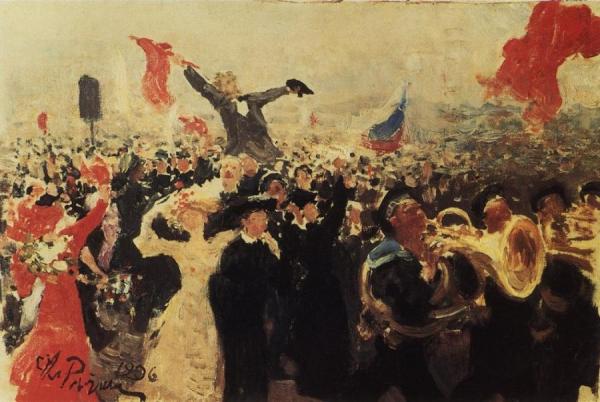 Demonstration On October 17, 1905 (sketch). by Ilya Yefimovich Repin