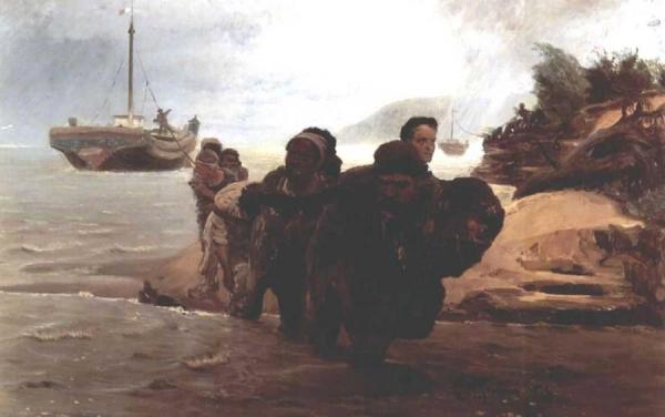 Haulers Cross Wade by Ilya Yefimovich Repin
