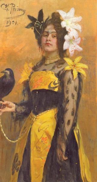 Portrait Of Lydia Kuznetsova. by Ilya Yefimovich Repin