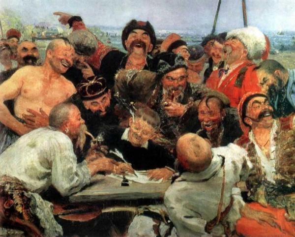 The Reply Of The Zaporozhian Cossacks To Sultan Mahmoud Iv (study). by Ilya Yefimovich Repin