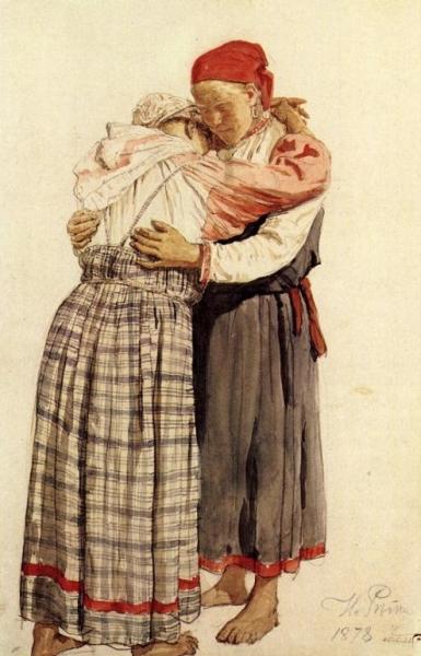 Two Woman. by Ilya Yefimovich Repin