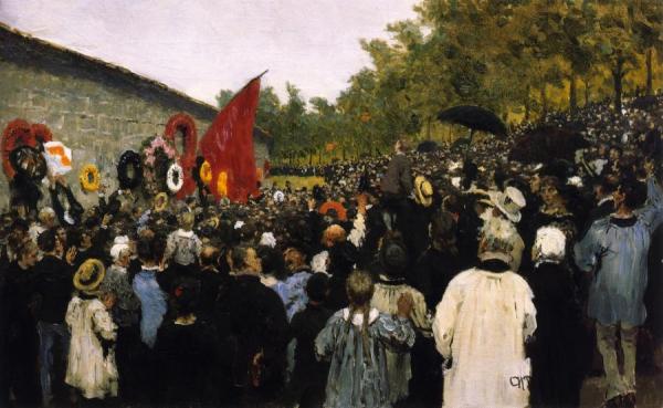 The Annual Memorial Meeting Near The Wall Of The Communards In The Cemetery Of Père-lachaise In Paris. by Ilya Yefimovich Repin
