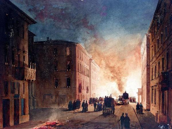 A Fire In A Roman Street by Ippolito Caffi Oil Painting Reproductions