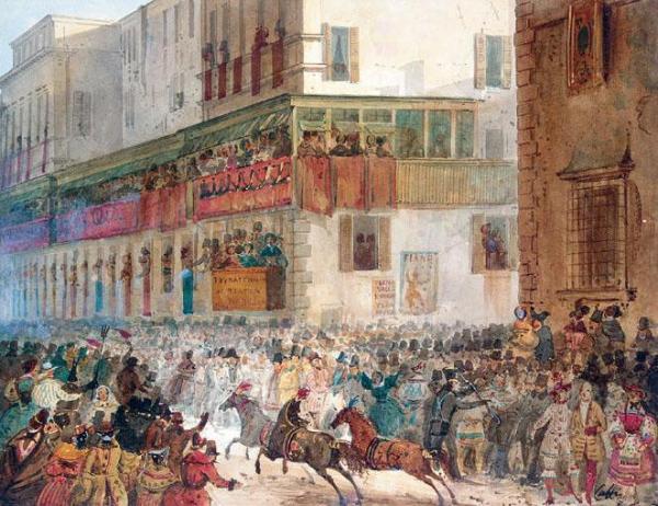 Carnival In The Via Del Campo, Rome I by Ippolito Caffi