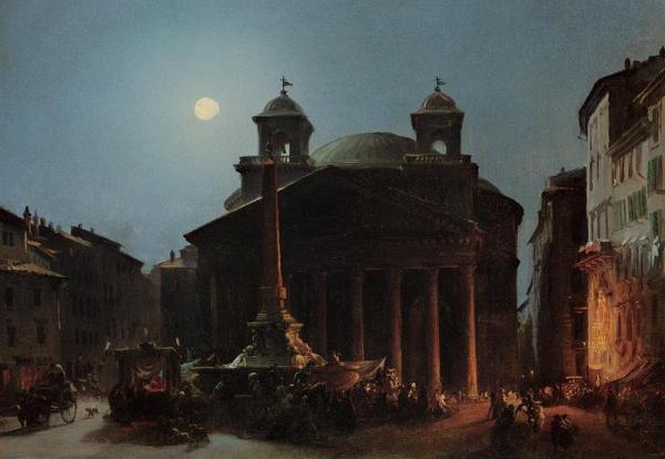 The Pantheon By Moonlight by Ippolito Caffi