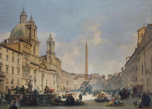 Veduta Di Piazza Navona, Roma by Ippolito Caffi
