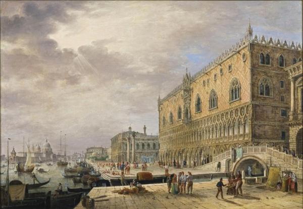 Venice, A View Of The Bacino Di San Marco; Venice, A View Of The Zattere by Ippolito Caffi
