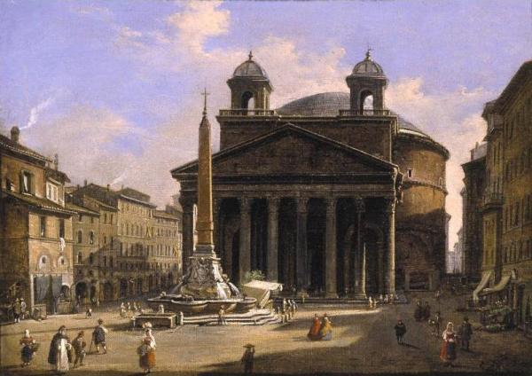 View Of The Pantheon, Rome by Ippolito Caffi