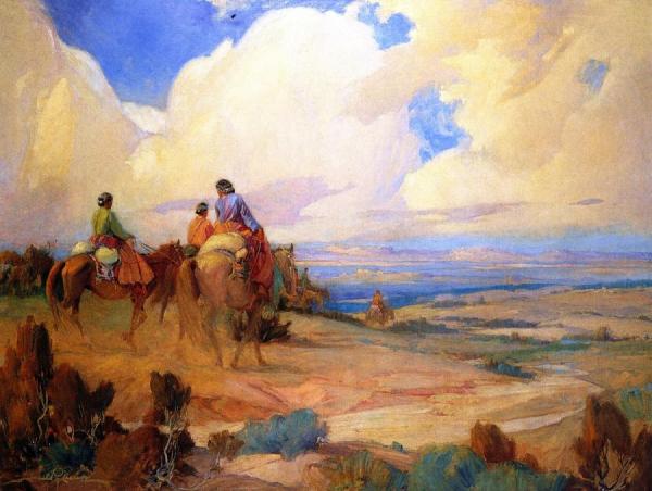 Navajos On The Way To Laguna Fiesta by Ira Diamond Gerald Cassidy