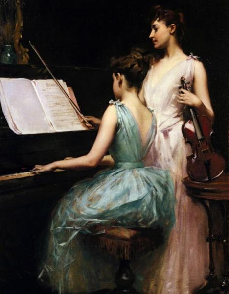 The Sonata by Irving Ramsey Wiles Oil Painting Reproductions