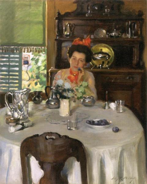 Woman At A Table by Irving Ramsey Wiles