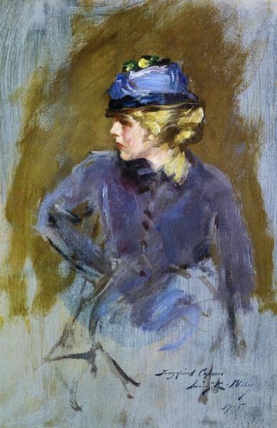 Woman In Blue by Irving Ramsey Wiles Oil Painting Reproductions