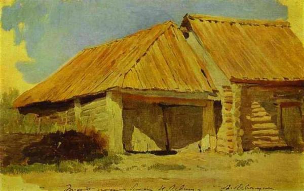 Barns. Study by Isaac Ilich Levitan