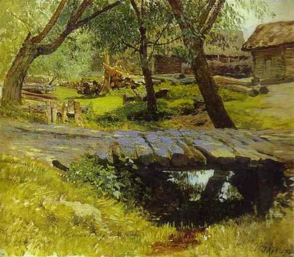 Footbridge. Savvina Sloboda. Study by Isaac Ilich Levitan