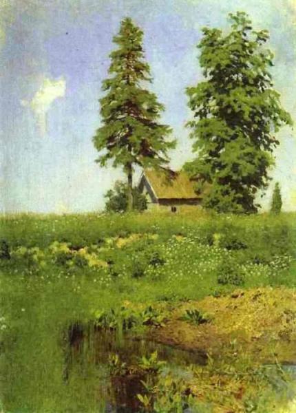 Small Hut In A Meadow. Study by Isaac Ilich Levitan