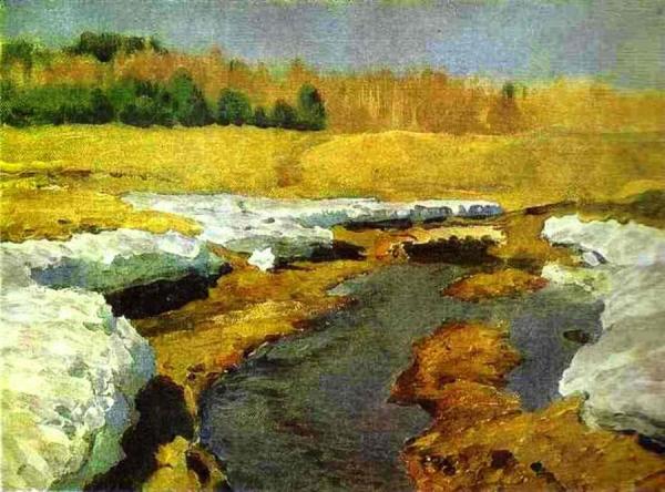 The Last Snow. Study by Isaac Ilich Levitan Oil Painting Reproductions