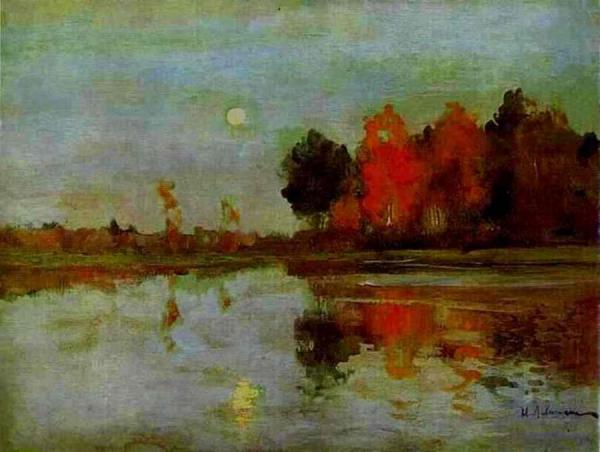 The Twilight. The Moon. Study by Isaac Ilich Levitan