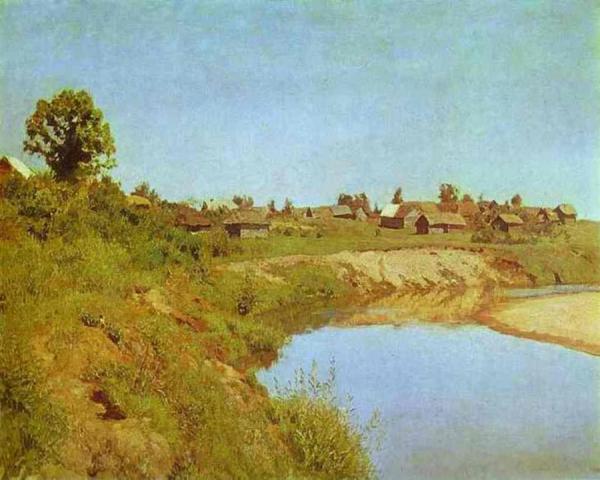 Village On The Bank Of A River by Isaac Ilich Levitan