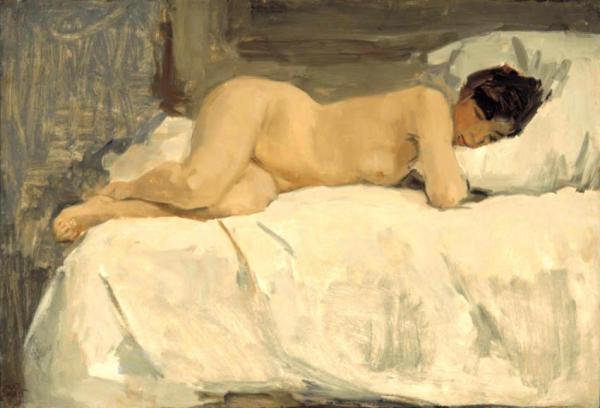 Isaac Israels Female Nude Lying On A Sofa