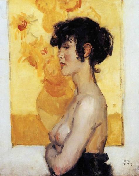 Woman In Front Of Van Gogh's Sunflowers by Isaac Israels