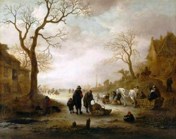 A Canal In Winter by Isaac Van Ostade Oil Painting Reproductions