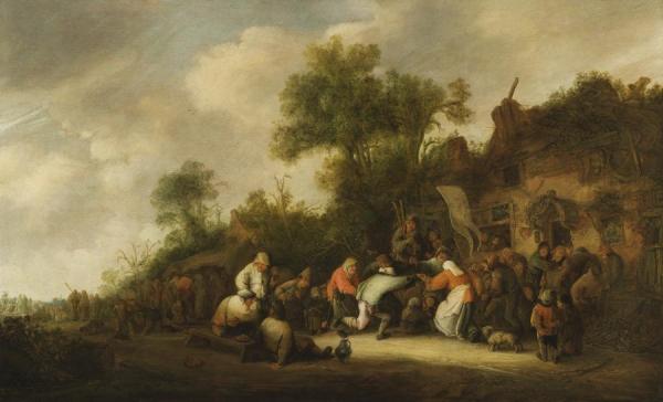 Peasants Dancing And Carousing Outside A Village Inn by Isaac Van Ostade Oil Painting Reproductions