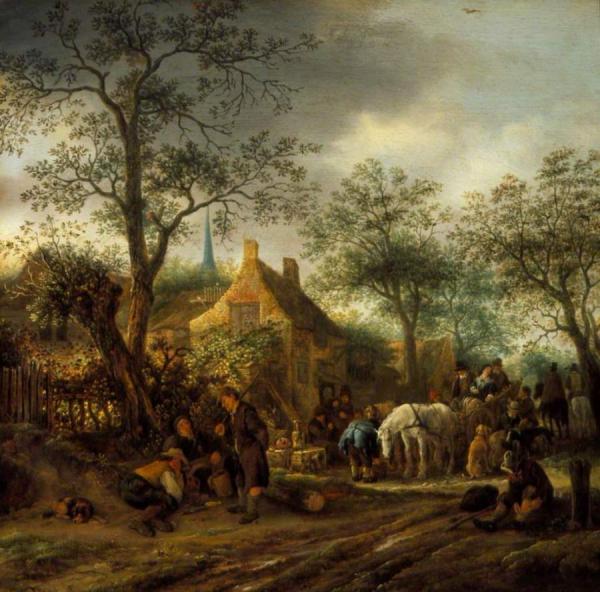 Travellers At An Inn by Isaac Van Ostade Oil Painting Reproductions