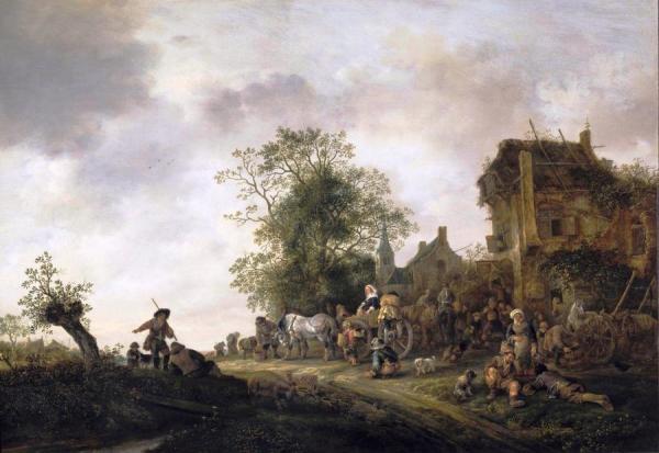 Travellers Outside An Inn by Isaac Van Ostade