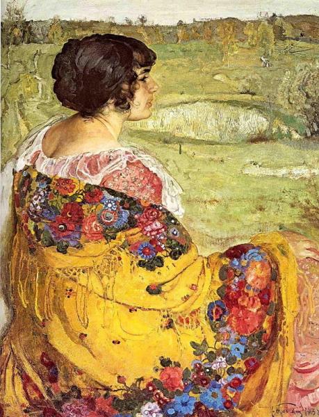 Portrait Of Artist's Wife, Lyubov by Isaak Brodsky