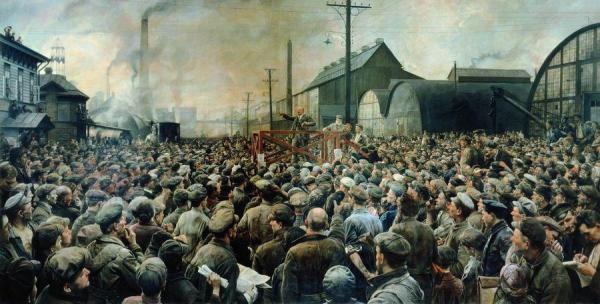 Vladimir Lenin At The Rally Of Putilov Plant Workers In May 1917 by Isaak Brodsky