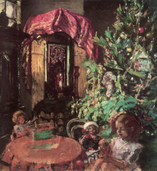 Züzü Under The Christmas Tree by Istvan Csok Oil Painting Reproductions