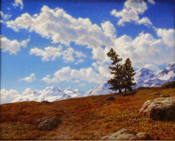 Ivan Fedorovich Choultse Printemps Dans Les Alpes (engadines)