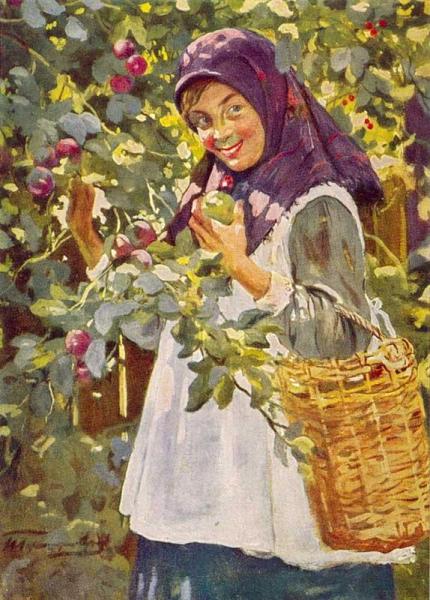 Girl With Apples by Ivan Goryushkin-sorokopudov