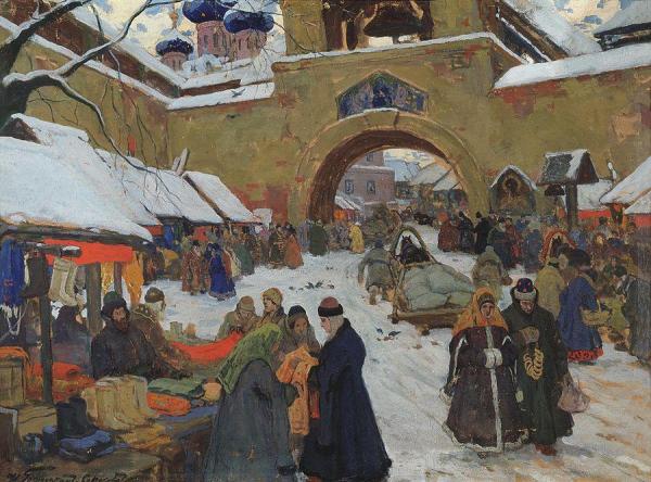 Market Day In The Old Town by Ivan Goryushkin-sorokopudov