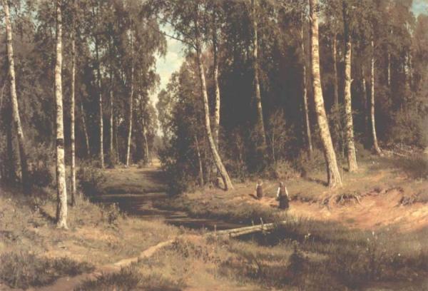 Brook In A Birch Grove by Ivan Ivanovich Shishkin