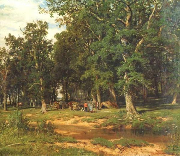 Haymaking In Oak Grove by Ivan Ivanovich Shishkin
