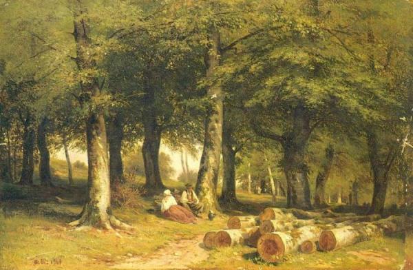 In Grove by Ivan Ivanovich Shishkin