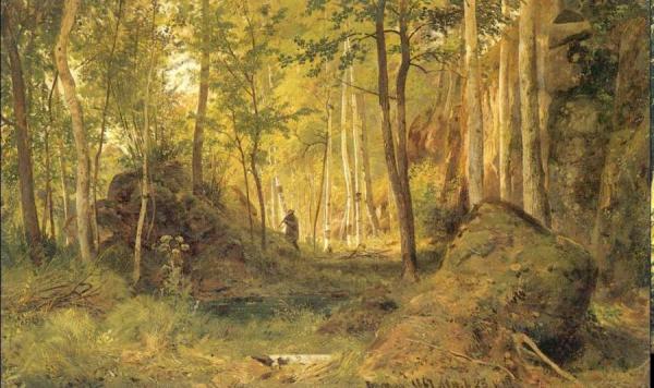 Landscape With Hunter, Island Valaam by Ivan Ivanovich Shishkin