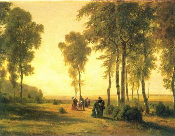Landscape With Walking by Ivan Ivanovich Shishkin