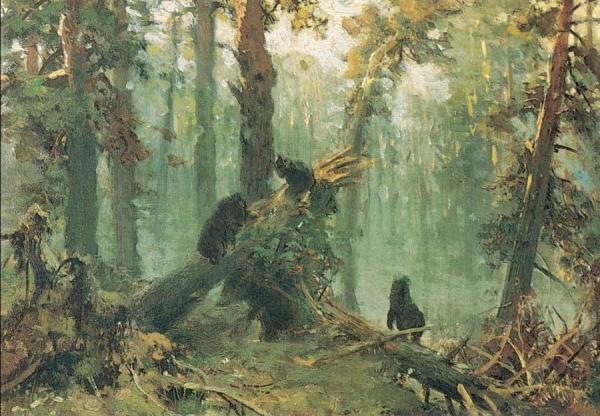 Morning In Piny Wood (study) by Ivan Ivanovich Shishkin