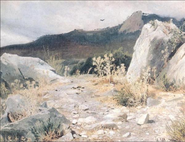 Mountain Path, The Crimea (etude) by Ivan Ivanovich Shishkin