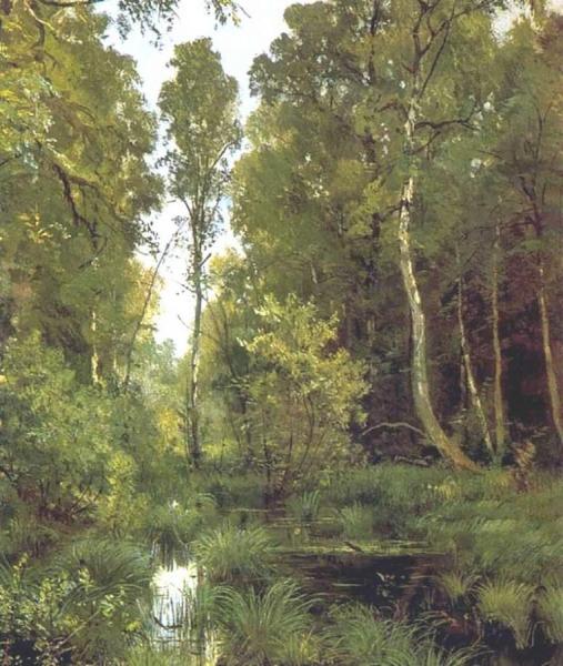 Overgrown Pond On Edge Of Forest, Siverskaya by Ivan Ivanovich Shishkin