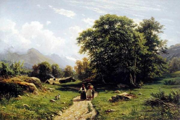 Swiss Landscape by Ivan Ivanovich Shishkin Oil Painting Reproductions