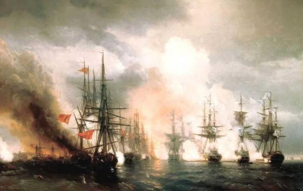 Battle Near Sinop (during Daylight Hours Version) by Ivan Konstantinovich Aivazovsky